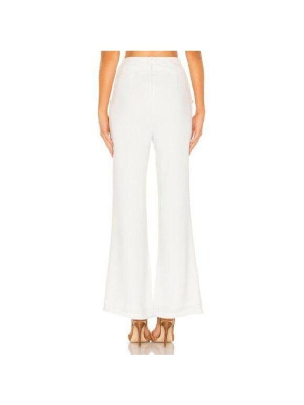 Superdown Harper Button Front Flowy White Pants With Gold Hardware - Picture 3 of 6